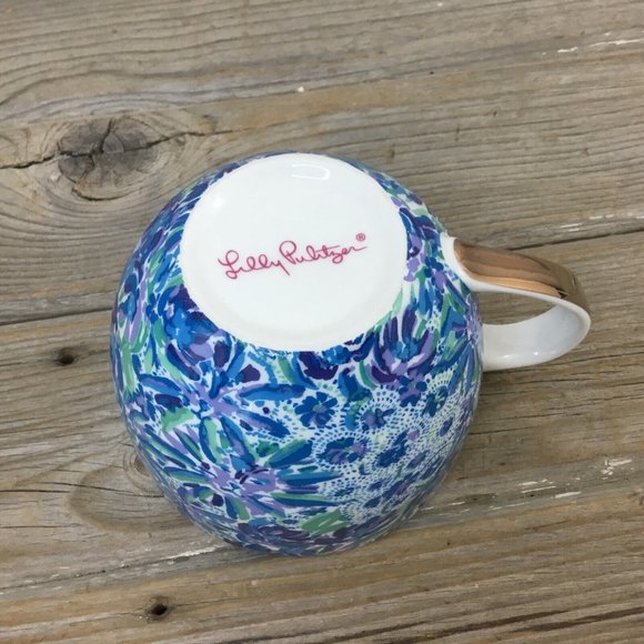 Lilly Pulitzer Ceramic Mug Blue Purple Green Floral Coffee Tea Cup 12 oz - Picture 8 of 8